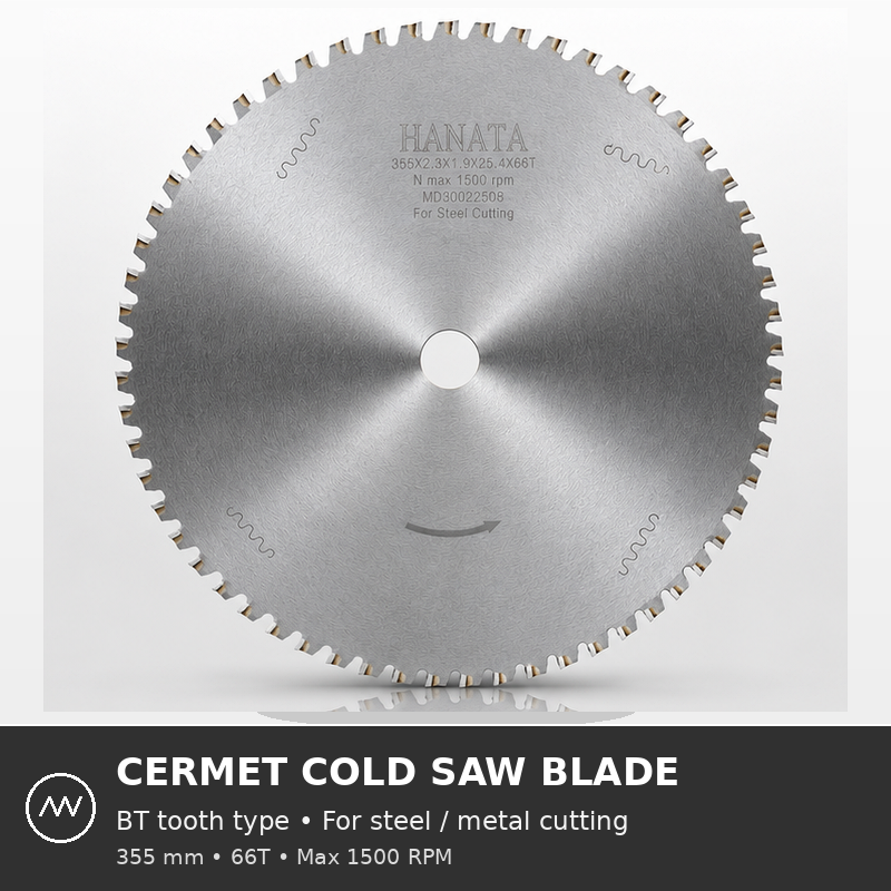 HANATA 14" 350mm 66T/80T Cermet Circular Saw Blade, Metal Cut-Off Saw, Cold Saw – Cutting for Metal, Steel